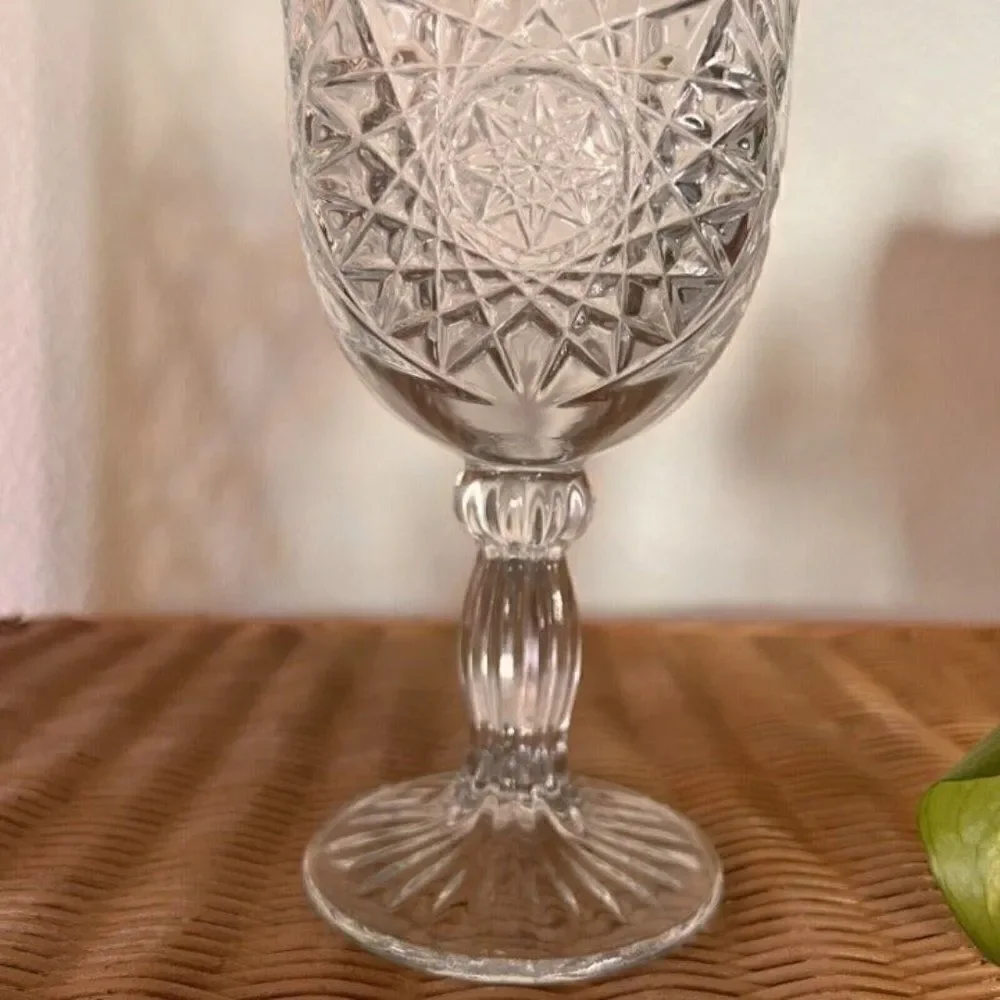 Vintage Libby brilliant Pressed Glass Water Goblet Wine Barware Drinkware
